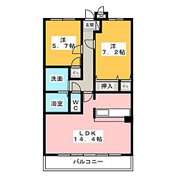 レジデンス柿下 2LDKの間取図画像