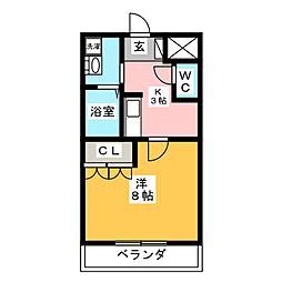 シャトーグレイス 1Kの間取図画像