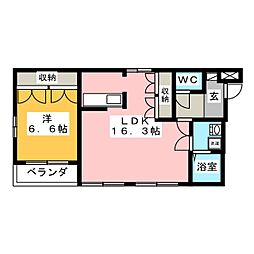 おあしす 1LDKの間取図画像