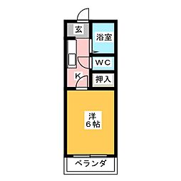 リバーサイド弐番館 1Kの間取図画像