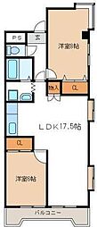メゾンドタグチ2 2LDKの間取図画像
