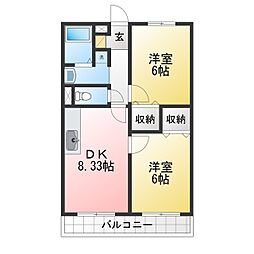 ファミール・林田 2DKの間取図画像