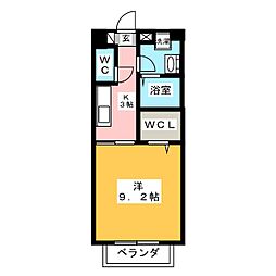 コアフュール塩見 1Kの間取図画像
