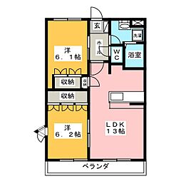 エクセル・ハイツ 2LDKの間取図画像