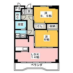 アルカンシェル 2LDKの間取図画像
