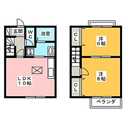 マオ鳴子B 2LDKの間取図画像
