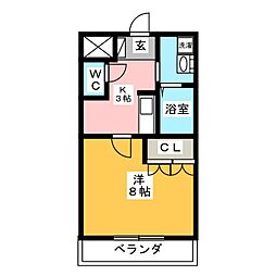 シャトーグレイス 1Kの間取図画像