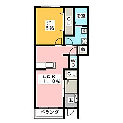 プラムフィールド 1LDKの間取図画像