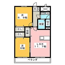 エルキュール 2LDKの間取図画像