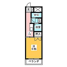 コーポイシカワ 2階1Kの間取り