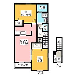 リバーサイドホズミ1 2LDKの間取図画像