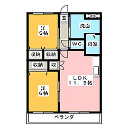 オリンピアE 2LDKの間取図画像