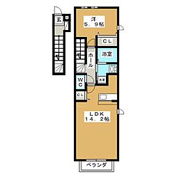 ガーデンハウス高屋 1LDKの間取図画像