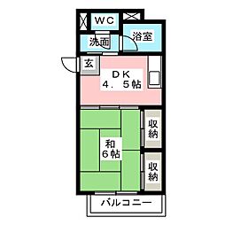 ハイタウンみずほ1 1DKの間取図画像