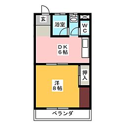 スカイハイツ 1DKの間取図画像
