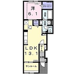 クロス・コート 1LDKの間取図画像