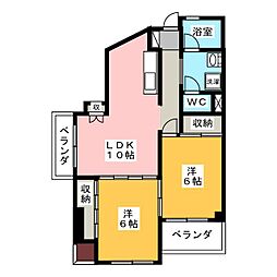 豊田ビル 2LDKの間取図画像