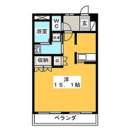 ブリリアントガーデンA ワンルームの間取図画像