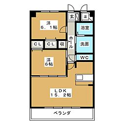 プレシオ 2LDKの間取図画像