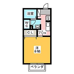 メゾンゲグウソレイユアミ 1Kの間取図画像