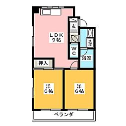 パークテラス岐阜B 2DKの間取図画像