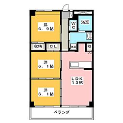 カーサソレイユ 3LDKの間取図画像