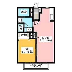 サンハイムB 1LDKの間取図画像