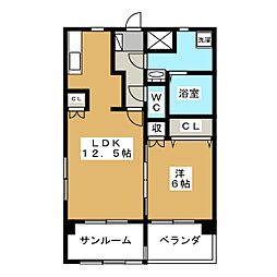 HRマンション 1LDKの間取図画像
