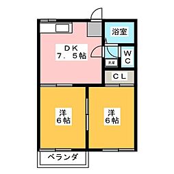 フォーブル小城 2DKの間取図画像