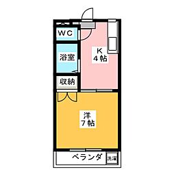 シャンブル高野 1Kの間取図画像