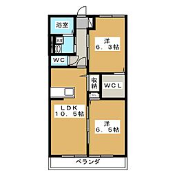 モリテージあやめB 2LDKの間取図画像