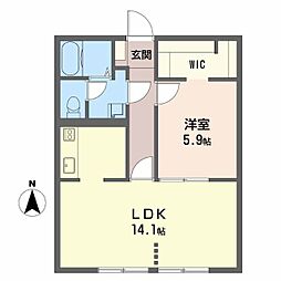 サンハイムA 1LDKの間取図画像
