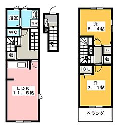 ジュレームビブレ 2LDKの間取図画像