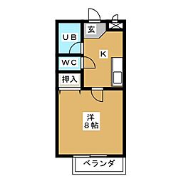 パールマンション 1Kの間取図画像