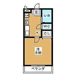 パールマンション3 1Kの間取図画像