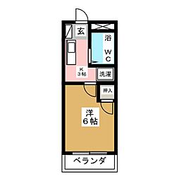 ハイツ三越 1Kの間取図画像