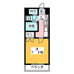 シューフルール5 1Kの間取図画像