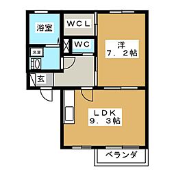 Ｈｏｍｅ’ｌｉｋｅ　あんず 1階1LDKの間取り