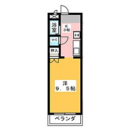 ウッドベル 1Kの間取図画像
