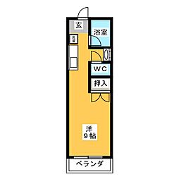 メゾンツボイB ワンルームの間取図画像