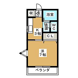 ハポネス雅 1Kの間取図画像