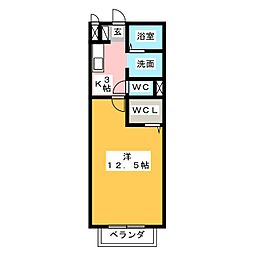 サントゥール 1Kの間取図画像