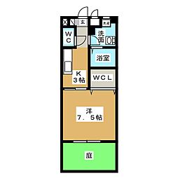 コーポラスハナミズキ 1Kの間取図画像