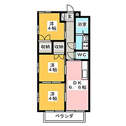 則竹大楽ハイツ 3DKの間取図画像