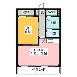 コンフォート 1LDKの間取図画像