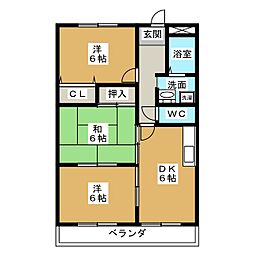 ウッドベル 3DKの間取図画像