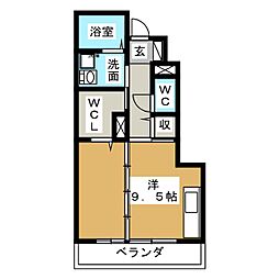 セジュールアマンド ワンルームの間取図画像