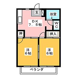 シティーハイツ上寿後 2DKの間取図画像