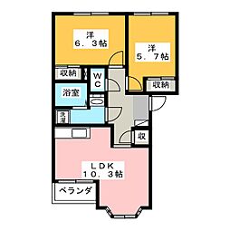コーポひまわり 2LDKの間取図画像