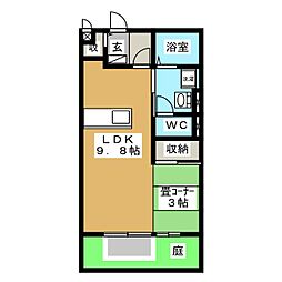 ヴィラヤマテA ワンルームの間取図画像